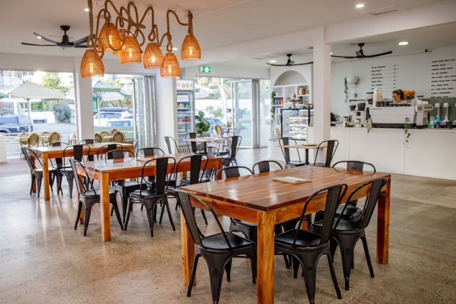 An interior view of Little Parliament cafe one of Joeys best cafes in rainbow beach